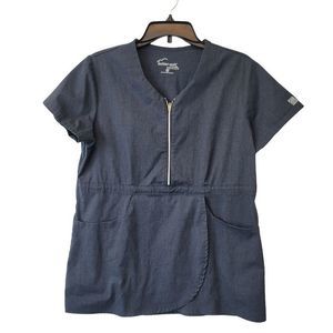 Butter Soft Stretch Gray Scrub Top